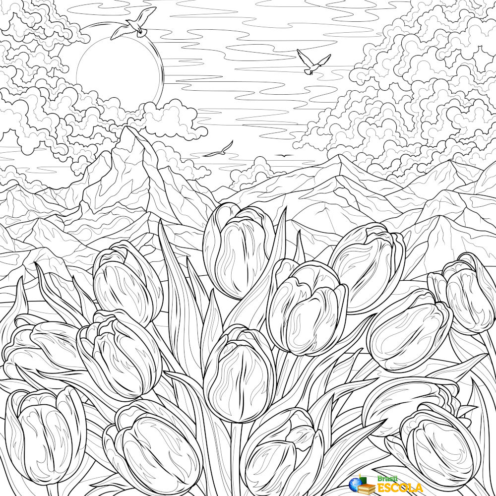 desenho para colorir tulipas