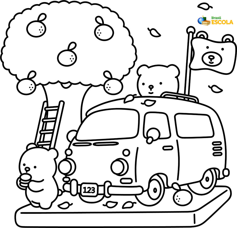 Desenhos para colorir Ursinho colhendo frutas