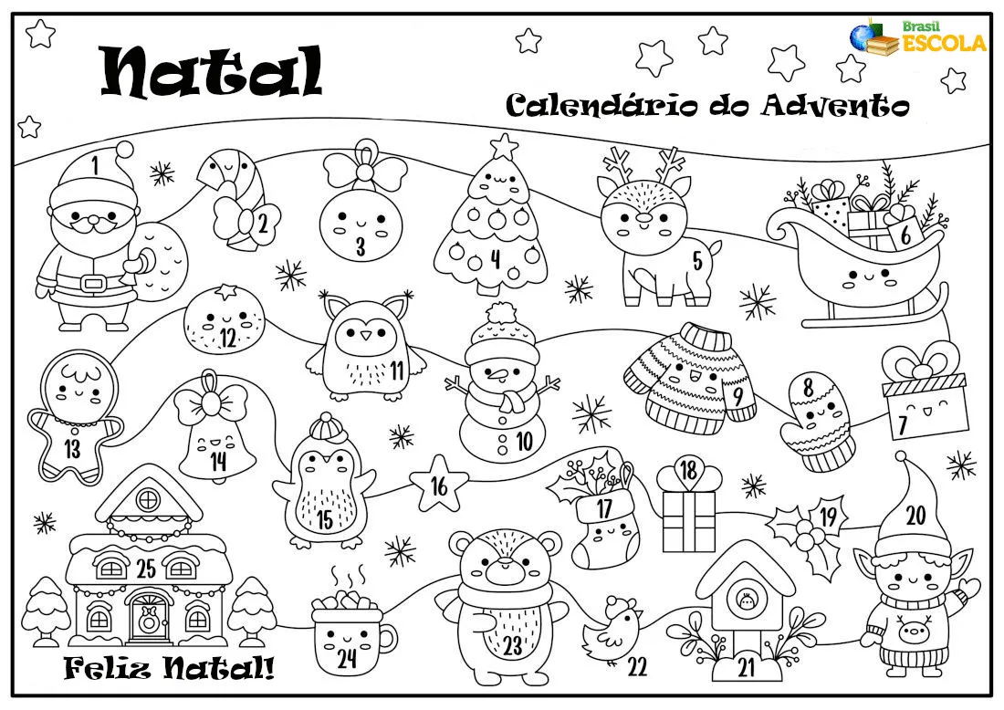 Calendário do Advento para colorir