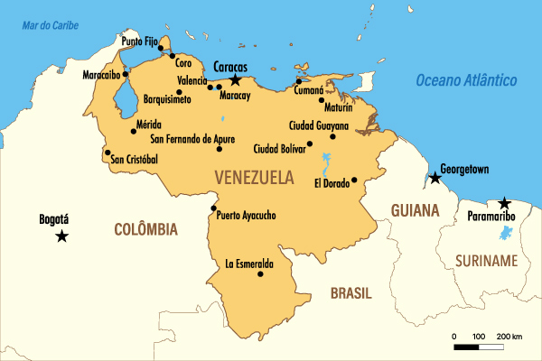 Mapa da Venezuela.