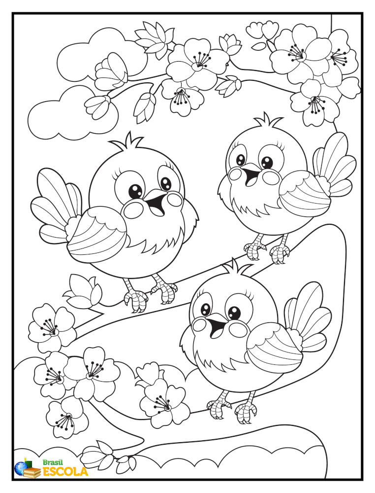 Desenho de passarinhos para pintar