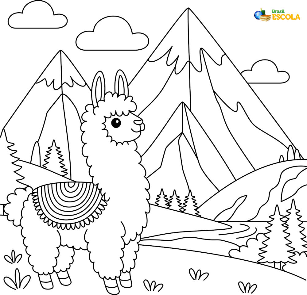 desenho de uma lhama para pintar