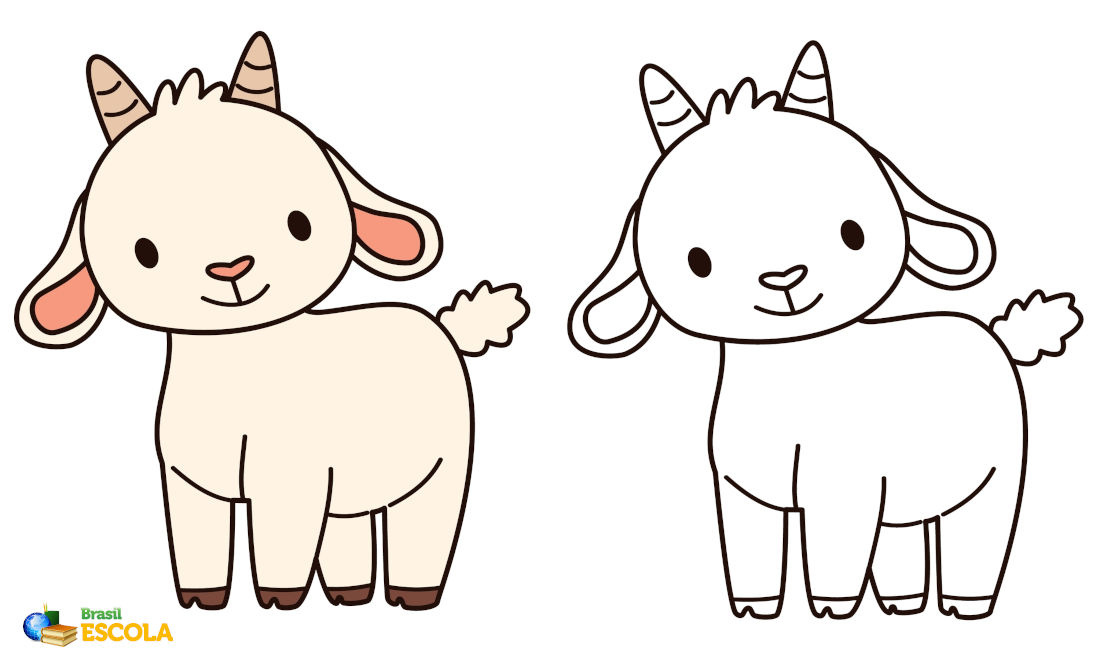 Desenho de uma cabra para impirmir e pintar