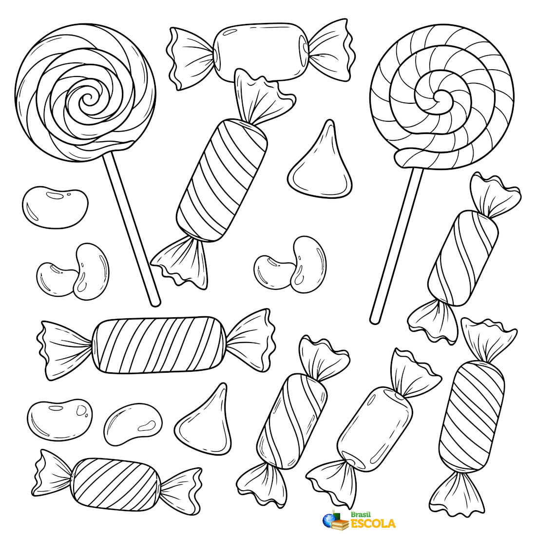 Desenho de doces para imprimir e pintar