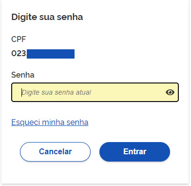 Tela de acesso da conta gov.br
