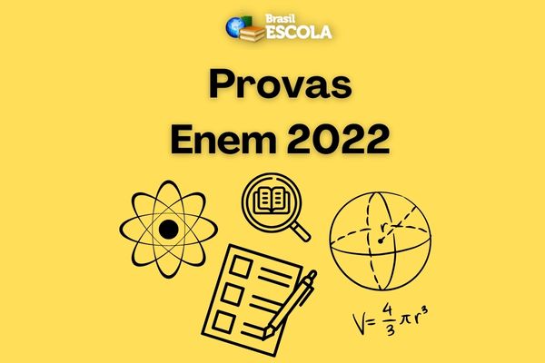 Fundo amarelo Ícones de disciplinas Provas do Enem 2022