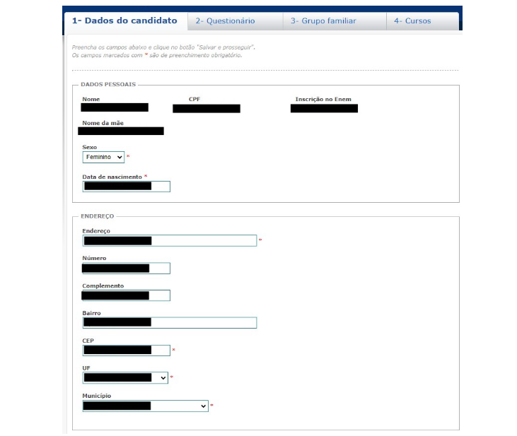 Página de inscrição do ProUni 2024 do segundo semestre