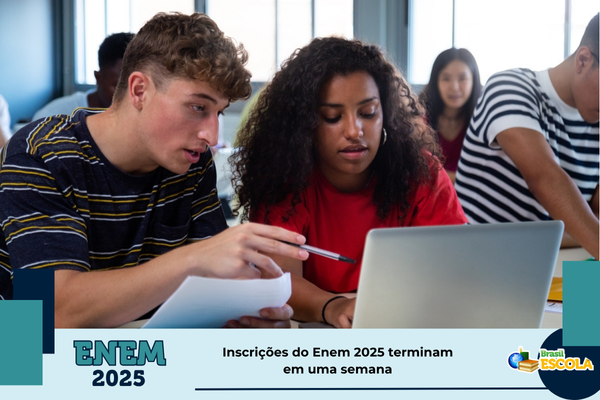Foto: estudante no computador. Texto: título da notícia