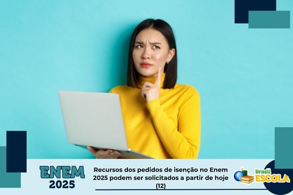 Tela de celular mostra logomarca do Enem