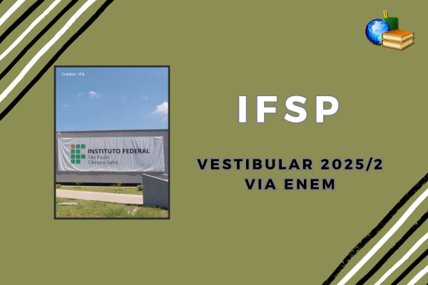 Fundo branco com cinza, listras preto e branco, foto de estudantes em campus da USP, texto Fuvest Vestibular 2026