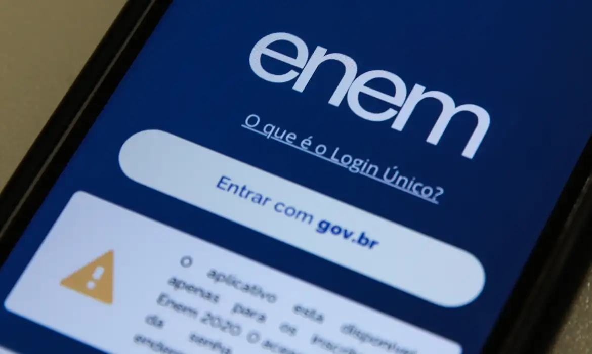Tela mostra página do Enem