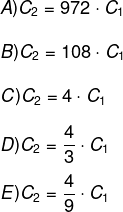Alternativas de questão para determinar valor da constante C2 em função da C1 — questão de Matemática do Enem PPL 2019 