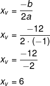 Cálculo do xv de L(x) = – x² + 12x – 20