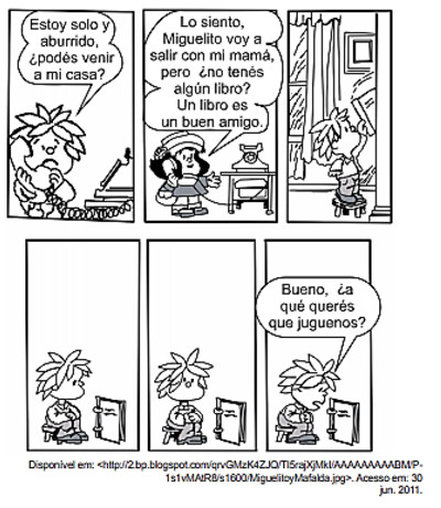 Tirinha Mafalda em enunciado de questão da UEMG