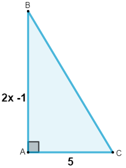 Triângulo retângulo de lados medindo 5 e 2x – 1