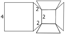 Planificação de sólido formado por duas faces quadradas e quatro trapézios congruentes