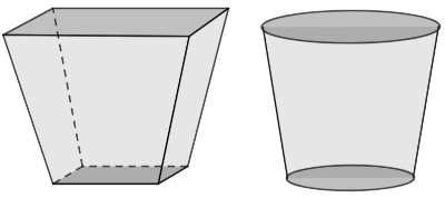 Representação de vasos para plantas no formato de dois sólidos geométricos distintos