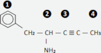 Estrutura com átomos de carbono numerados de 1 a 4 em exercício da Uece sobre classificação de carbono.