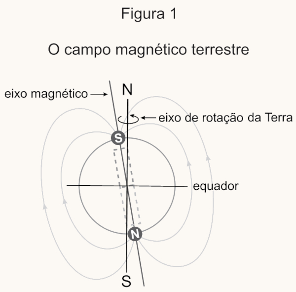 Representação do campo magnético terrestre em questão da Unesp.