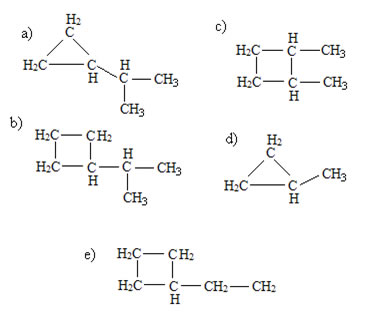 Exemplos de cicloalcanos ramificados