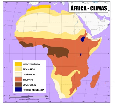 Mapa dos tipos climáticos no continente africano *