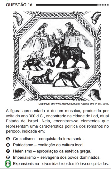 Questão do Enem sobre a expansão do Império Romano