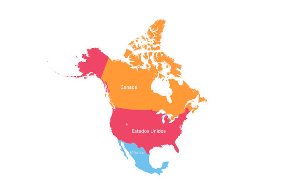 América do Norte é formada por três países e localiza-se na parte setentrional do continente americano.