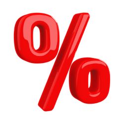símbolo porcentagem vermelho