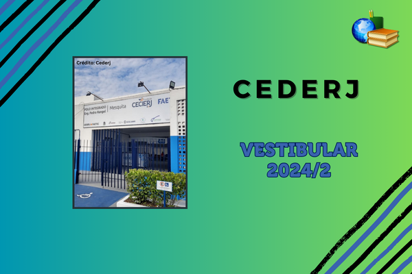 Câmpus do Cederj ao lado do texto Cederj Vestibular 2024/2