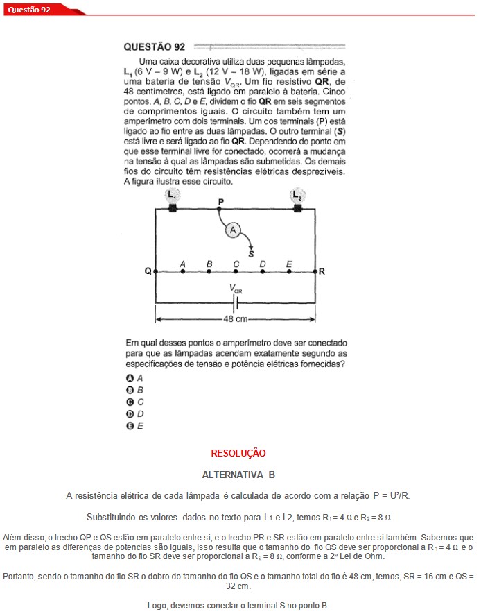 Questão 92 prova cinza Enem 2024