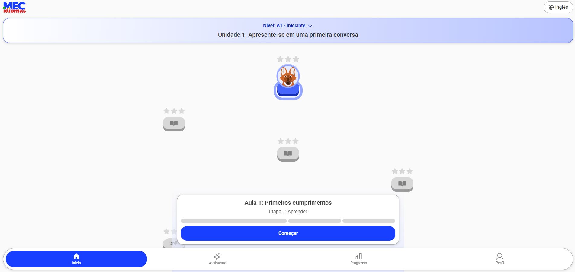 Página do MEC Idiomas 
